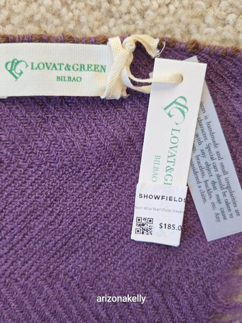 NWT Lovat & Green Wool Scarf Oversized Purple Bilbao Spain - Picture 4 of 11
